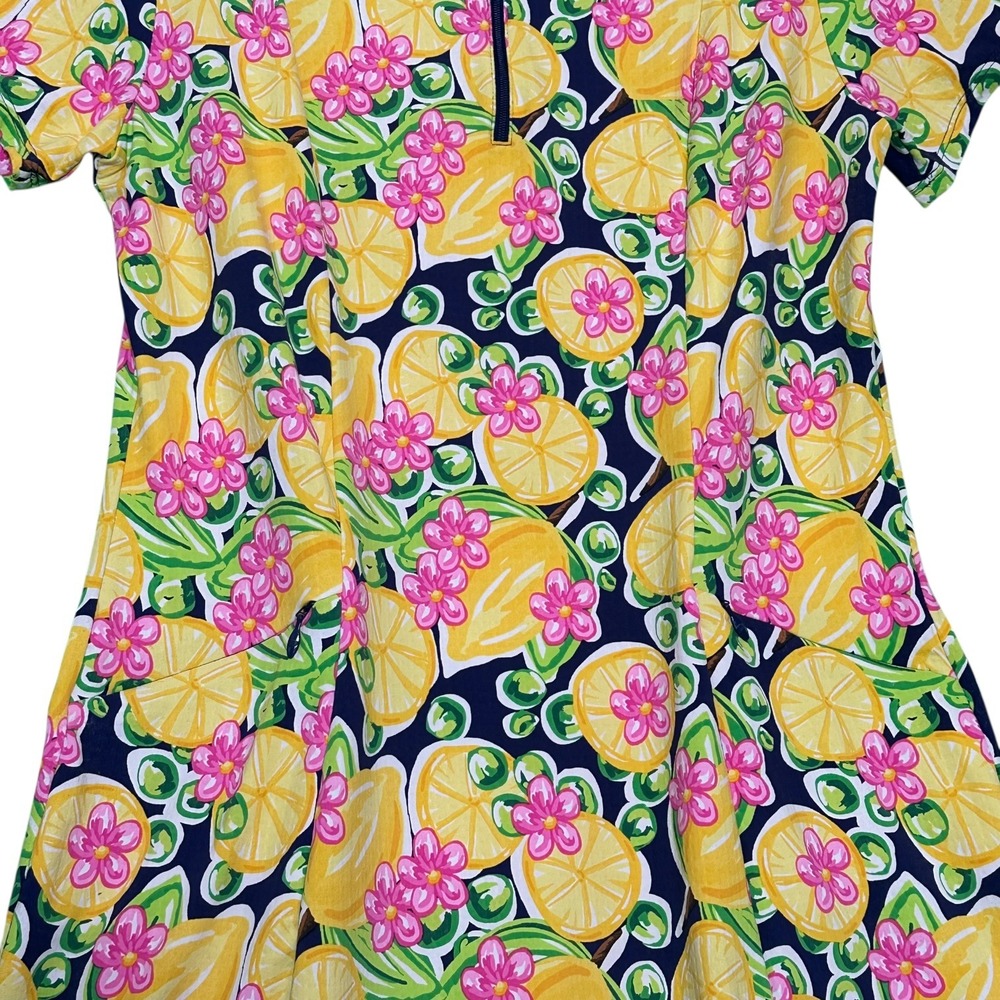 IBKUL Godet Golf Dress Lemon Floral Print UPF50 Cooling Zip Performance S - Picture 8 of 14